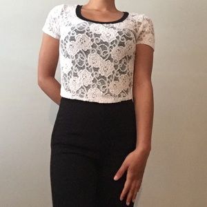 Lace White Crop Top